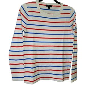 J crew fine knit stripe french crew neck sweater